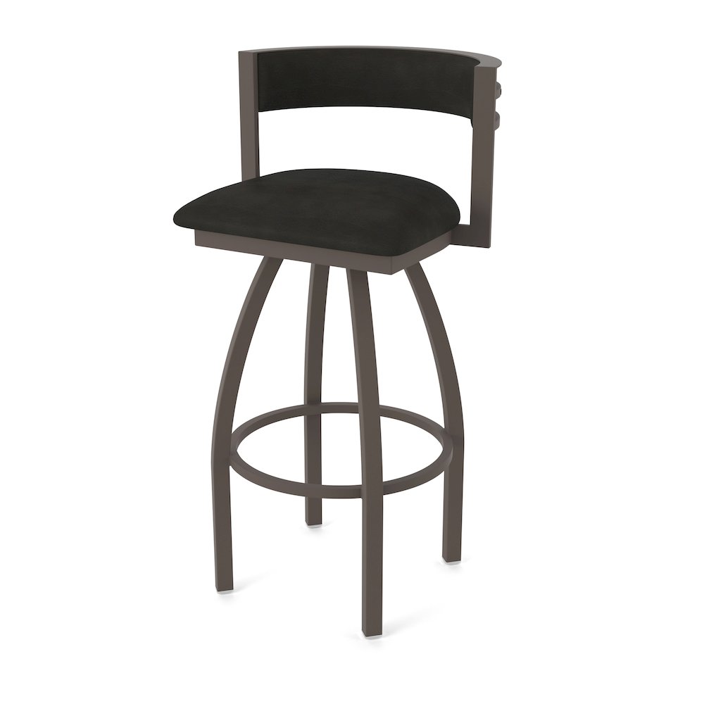 Swivel Bar Stool with Bronze Finish and Canter Espresso Seat and Back