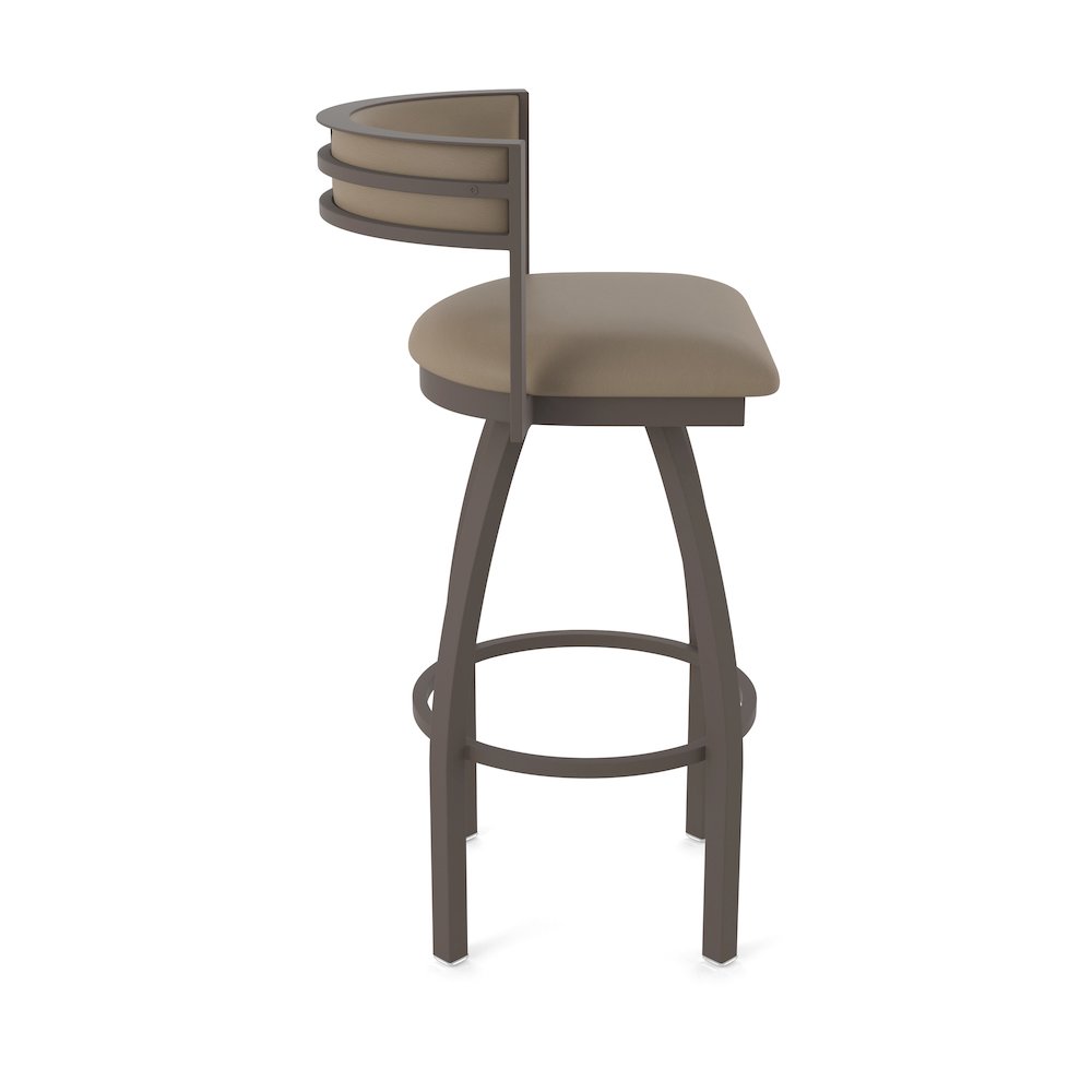 Swivel Bar Stool with Bronze Finish and Canter Earth Seat and Back