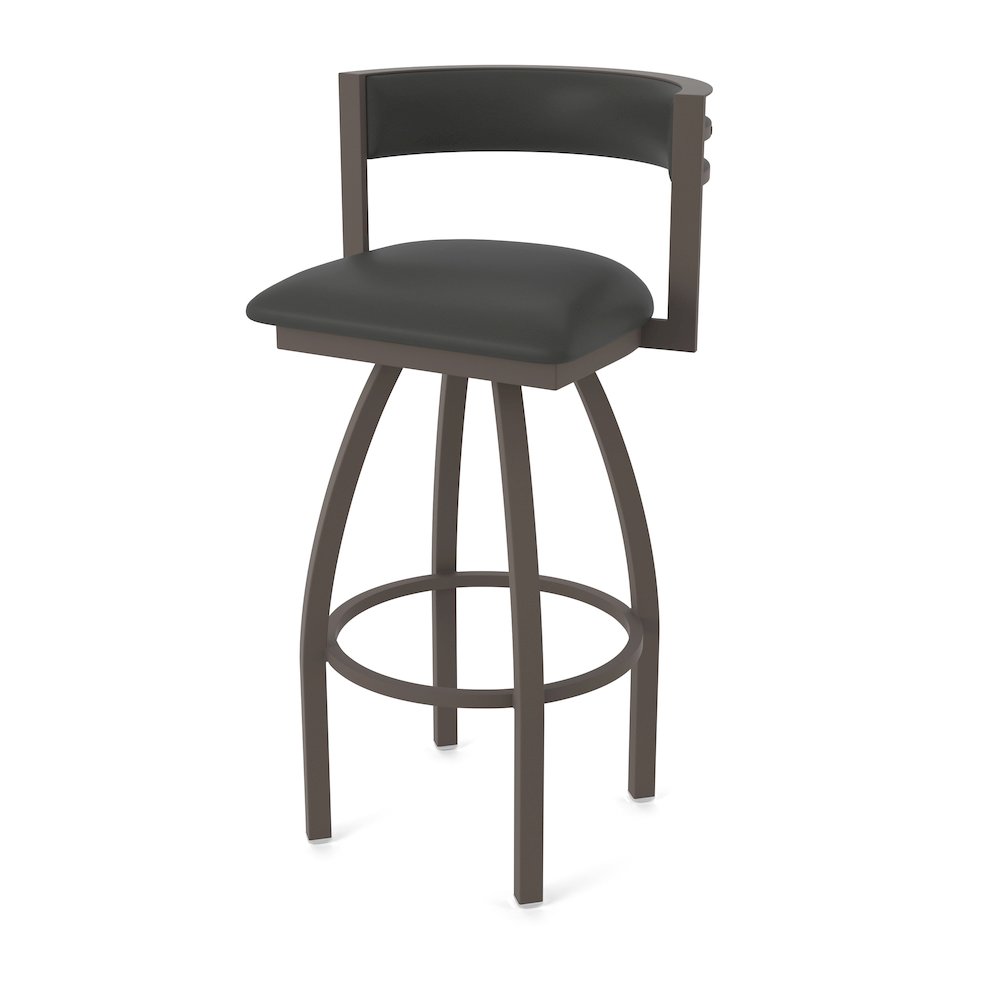 Swivel Bar Stool with Bronze Finish and Canter Iron Seat and Back