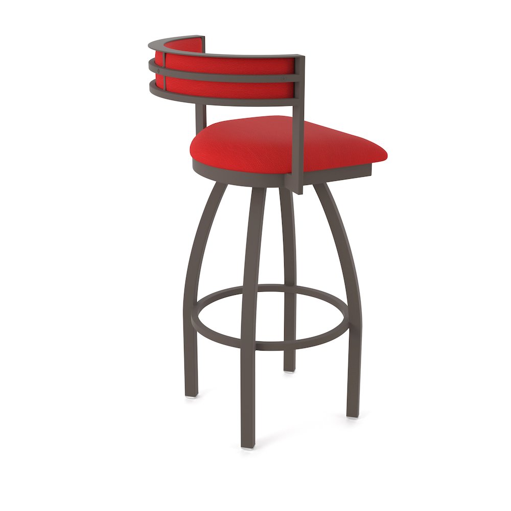Swivel Bar Stool with Bronze Finish and Canter Red Seat and Back