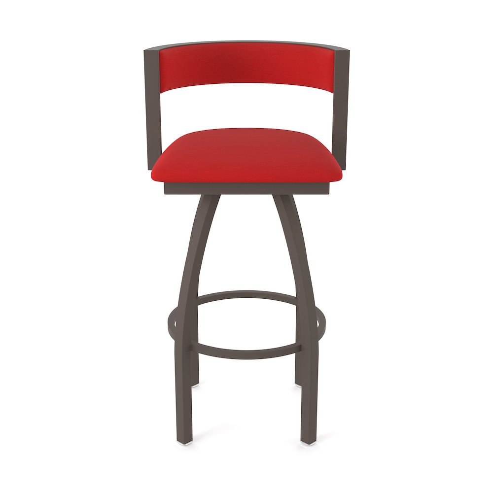 Swivel Bar Stool with Bronze Finish and Canter Red Seat and Back