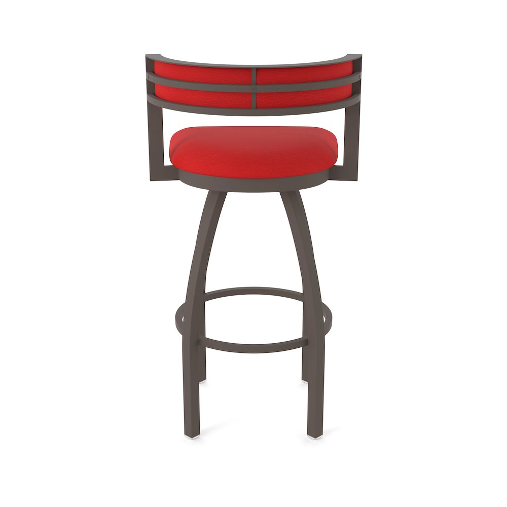 Swivel Bar Stool with Bronze Finish and Canter Red Seat and Back
