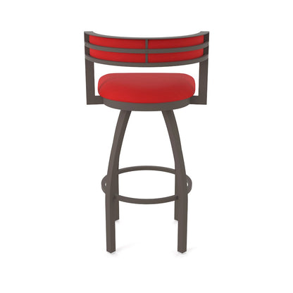 Swivel Bar Stool with Bronze Finish and Canter Red Seat and Back