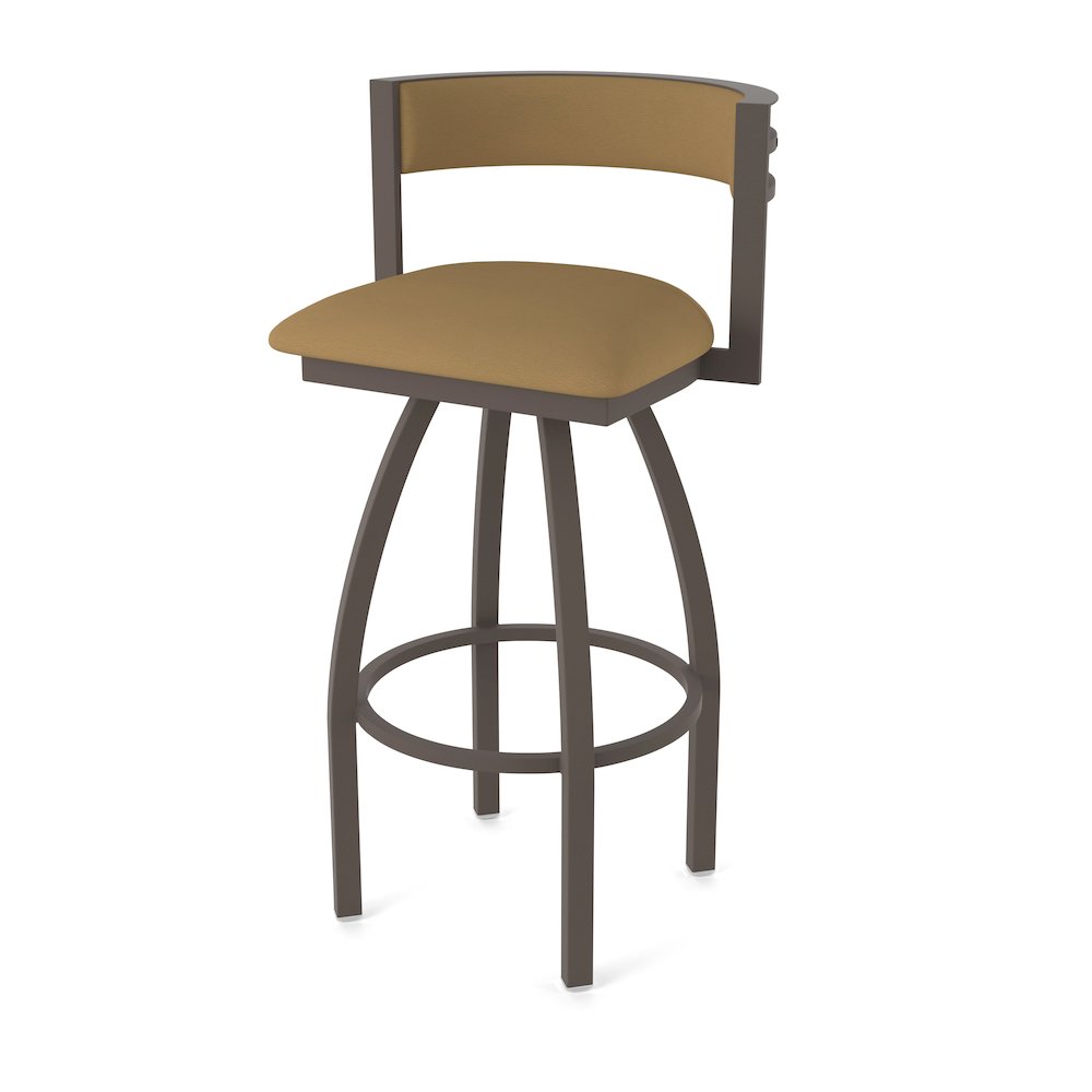 Swivel Bar Stool with Bronze Finish and Canter Saddle Seat and Back