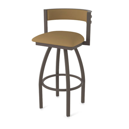 Swivel Bar Stool with Bronze Finish and Canter Saddle Seat and Back
