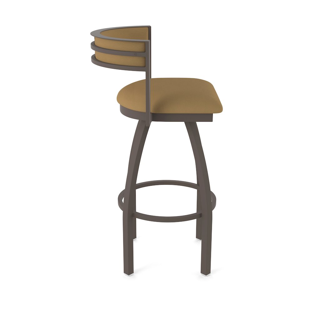 Swivel Bar Stool with Bronze Finish and Canter Saddle Seat and Back