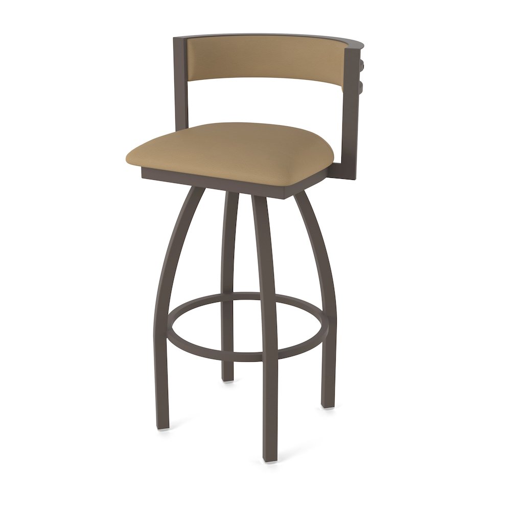 Swivel Bar Stool with Bronze Finish and Canter Sand Seat and Back