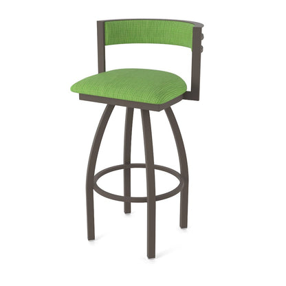 Swivel Bar Stool with Bronze Finish and Graph Parrot Seat and Back