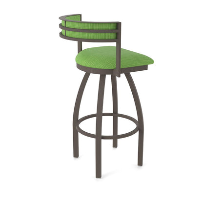 Swivel Bar Stool with Bronze Finish and Graph Parrot Seat and Back
