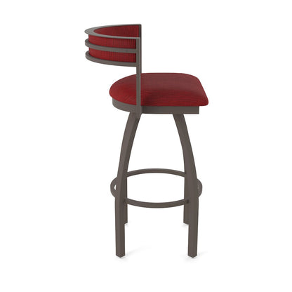 Swivel Bar Stool with Bronze Finish and Graph Ruby Seat and Back