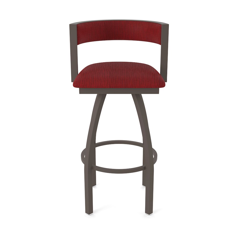 Swivel Bar Stool with Bronze Finish and Graph Ruby Seat and Back