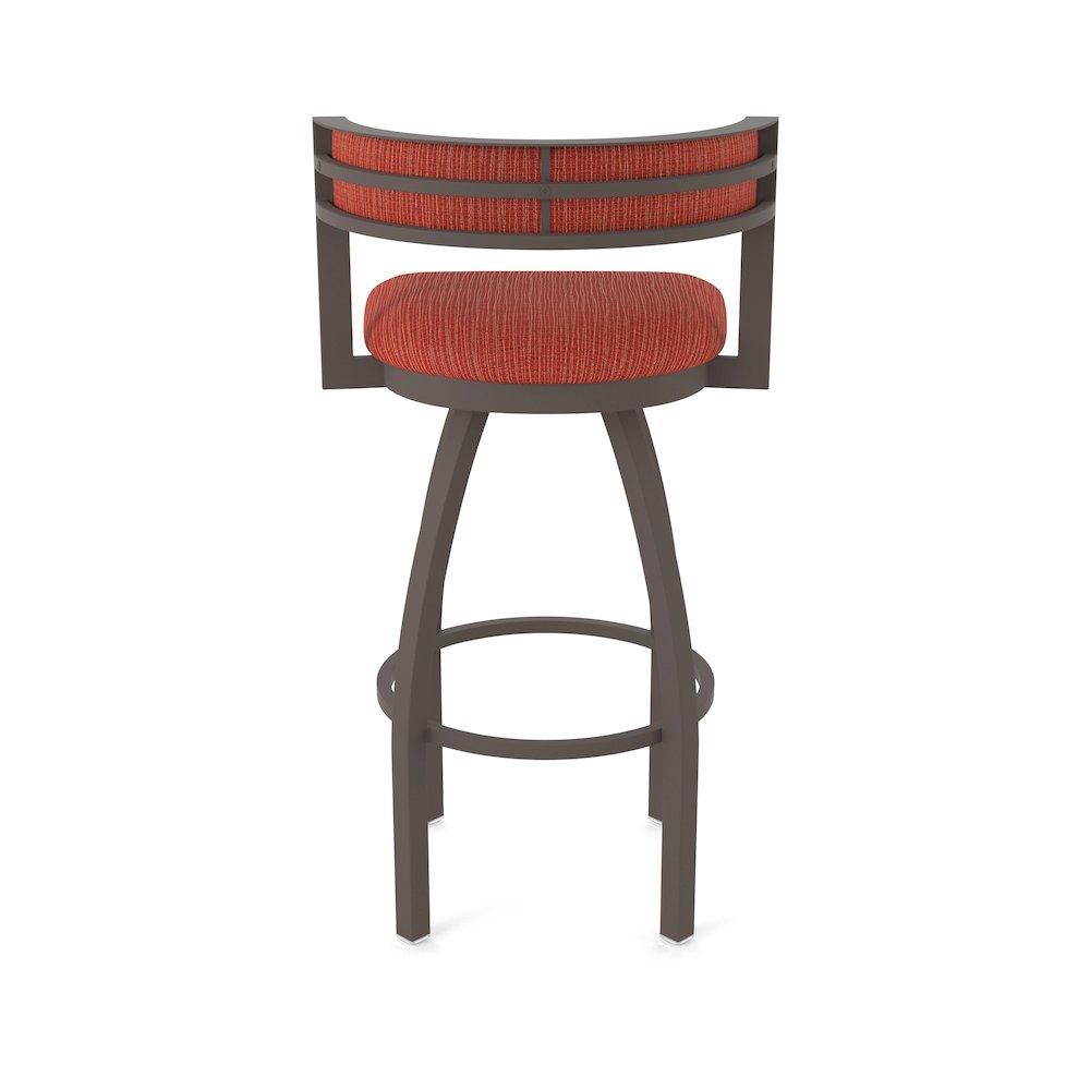 Swivel Bar Stool with Bronze Finish and Graph Poppy Seat and Back