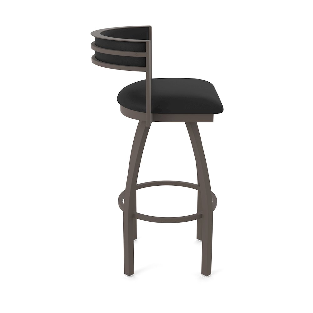 Swivel Bar Stool with Bronze Finish and Black Vinyl Seat and Back