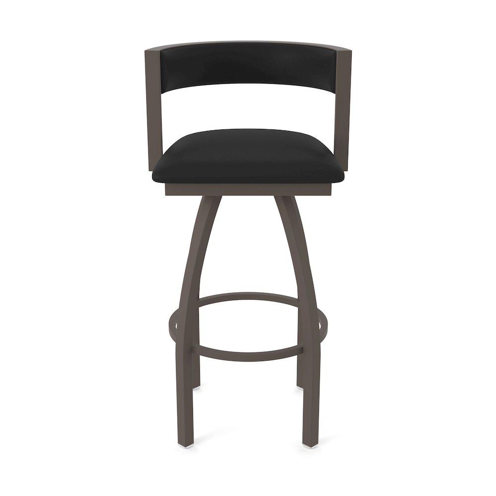 Swivel Bar Stool with Bronze Finish and Black Vinyl Seat and Back
