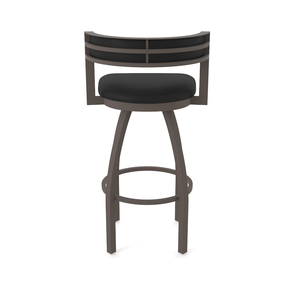Swivel Bar Stool with Bronze Finish and Black Vinyl Seat and Back