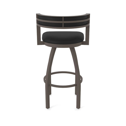 Swivel Bar Stool with Bronze Finish and Black Vinyl Seat and Back