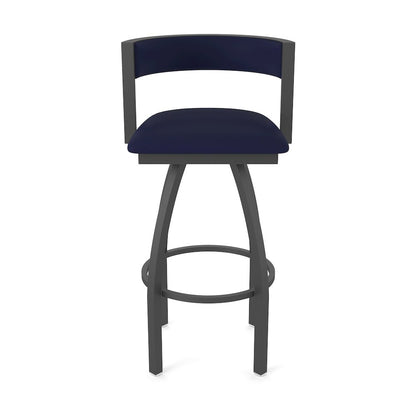 Swivel Bar Stool with Pewter Finish and Canter Twilight Seat and Back