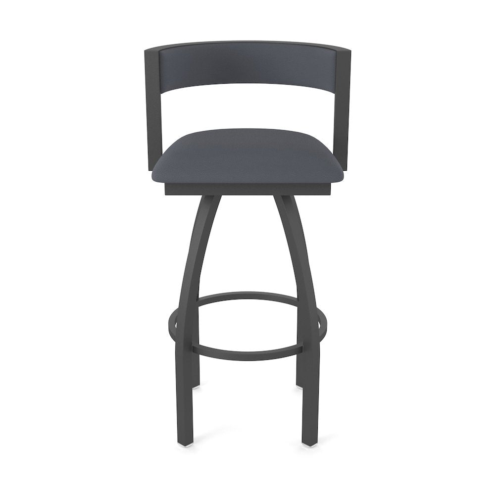Swivel Bar Stool with Pewter Finish and Canter Storm Seat and Back