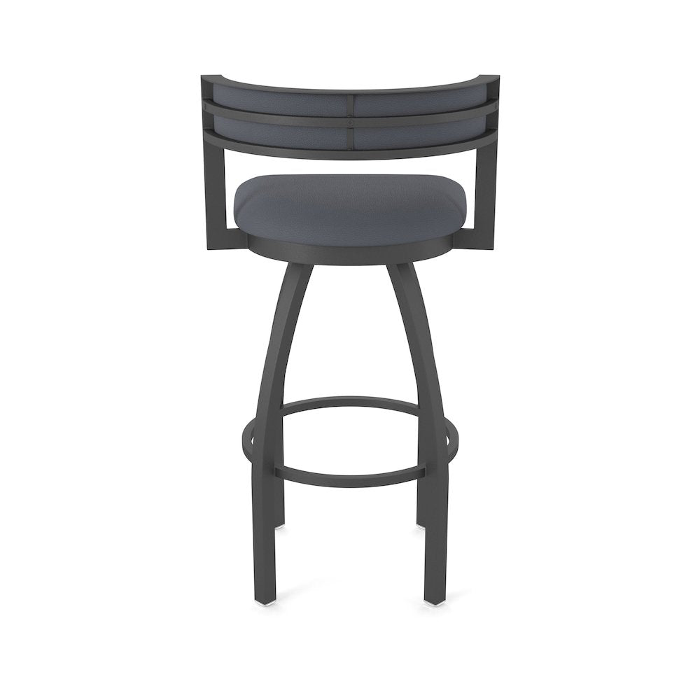 Swivel Bar Stool with Pewter Finish and Canter Storm Seat and Back