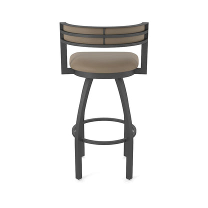 Swivel Bar Stool with Pewter Finish and Canter Earth Seat and Back