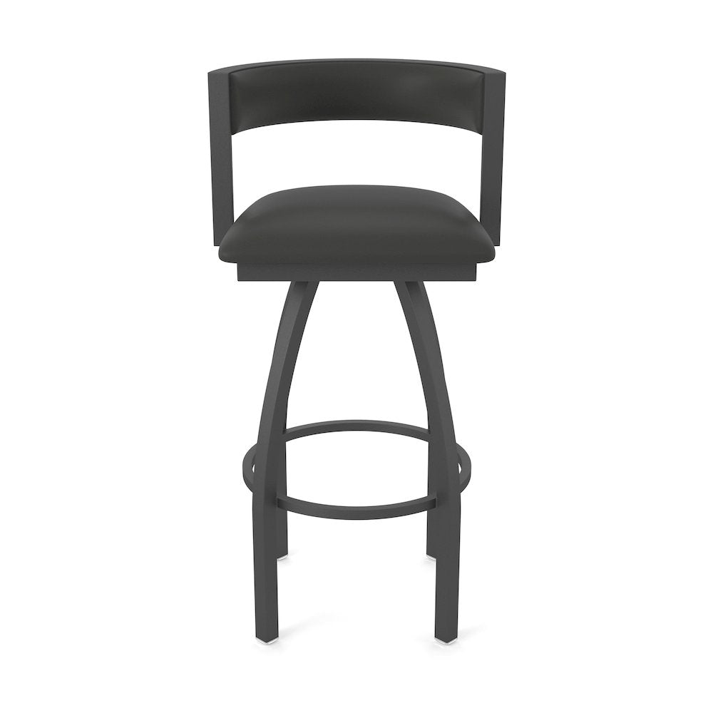 Swivel Bar Stool with Pewter Finish and Canter Iron Seat and Back