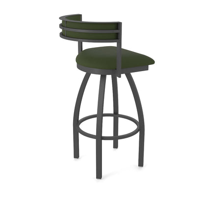 Swivel Bar Stool with Pewter Finish and Canter Pine Seat and Back