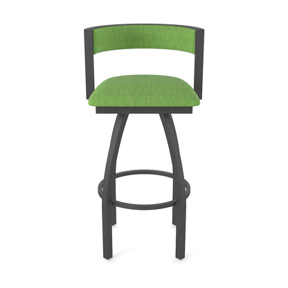 Swivel Bar Stool with Pewter Finish and Graph Parrot Seat and Back