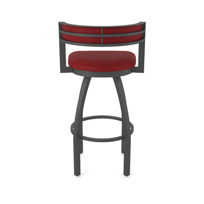 Swivel Bar Stool with Pewter Finish and Graph Ruby Seat and Back