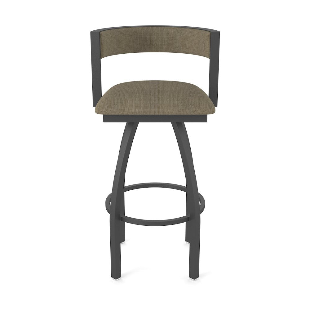 Swivel Bar Stool with Pewter Finish and Graph Cork Seat and Back
