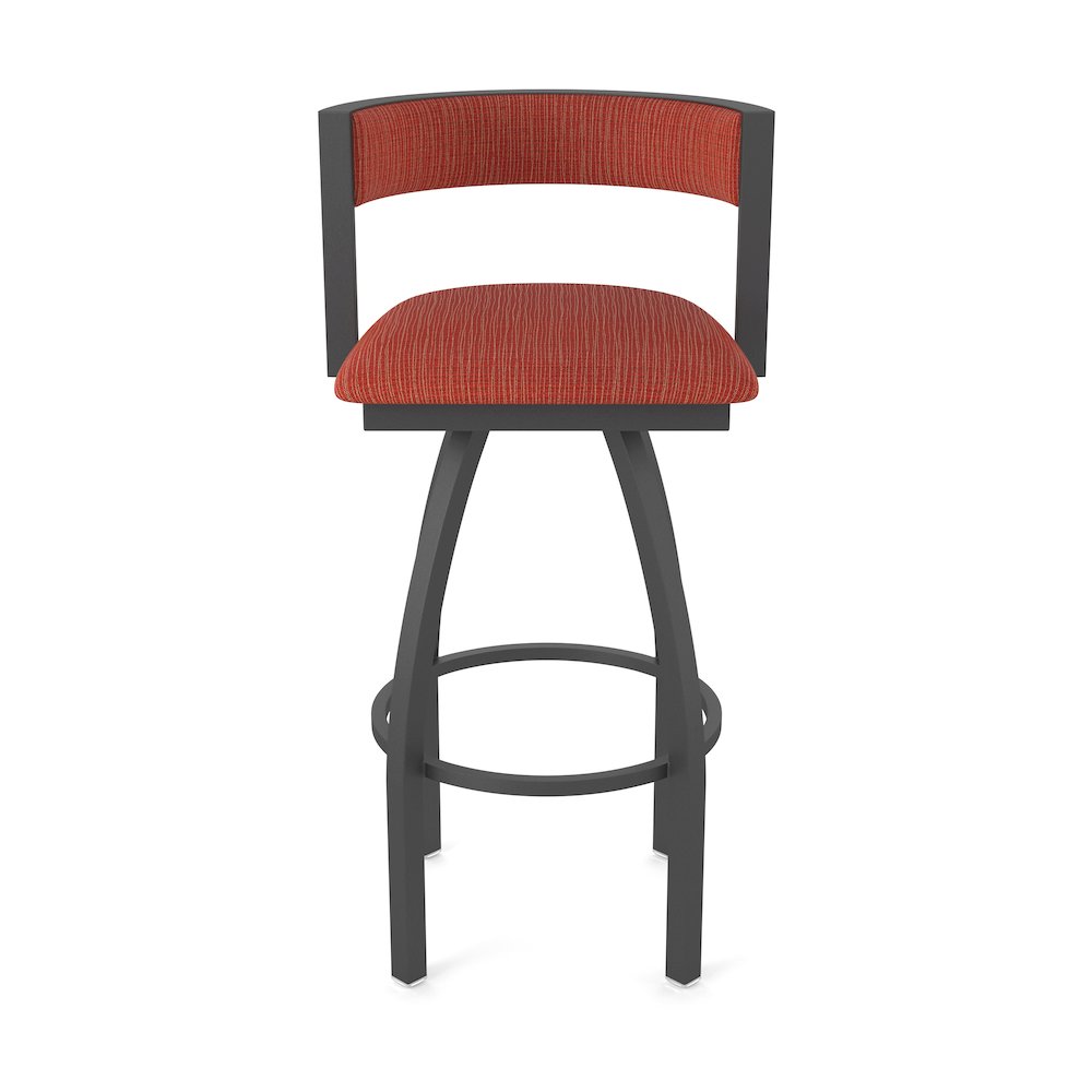 Swivel Bar Stool with Pewter Finish and Graph Poppy Seat and Back