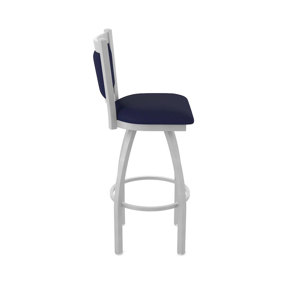 Swivel Bar Stool with Anodized Nickel Finish and Canter Twilight Seat and Back