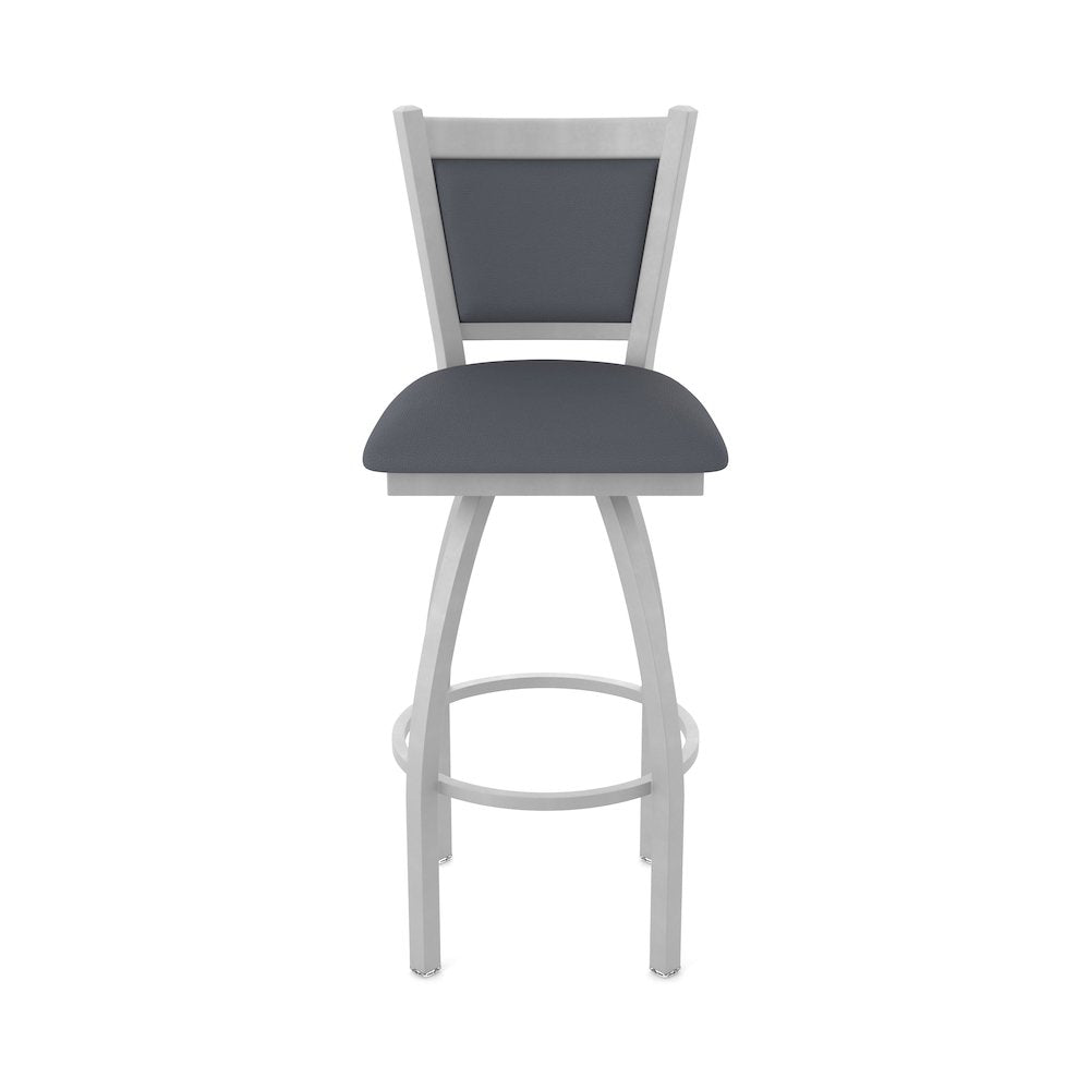 Swivel Bar Stool with Anodized Nickel Finish and Canter Storm Seat and Back