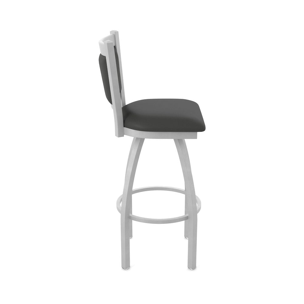 Swivel Bar Stool with Anodized Nickel Finish and Canter Iron Seat and Back