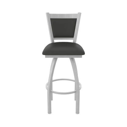 Swivel Bar Stool with Anodized Nickel Finish and Canter Iron Seat and Back