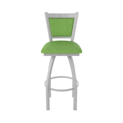 Swivel Bar Stool with Anodized Nickel Finish and Graph Parrot Seat and Back