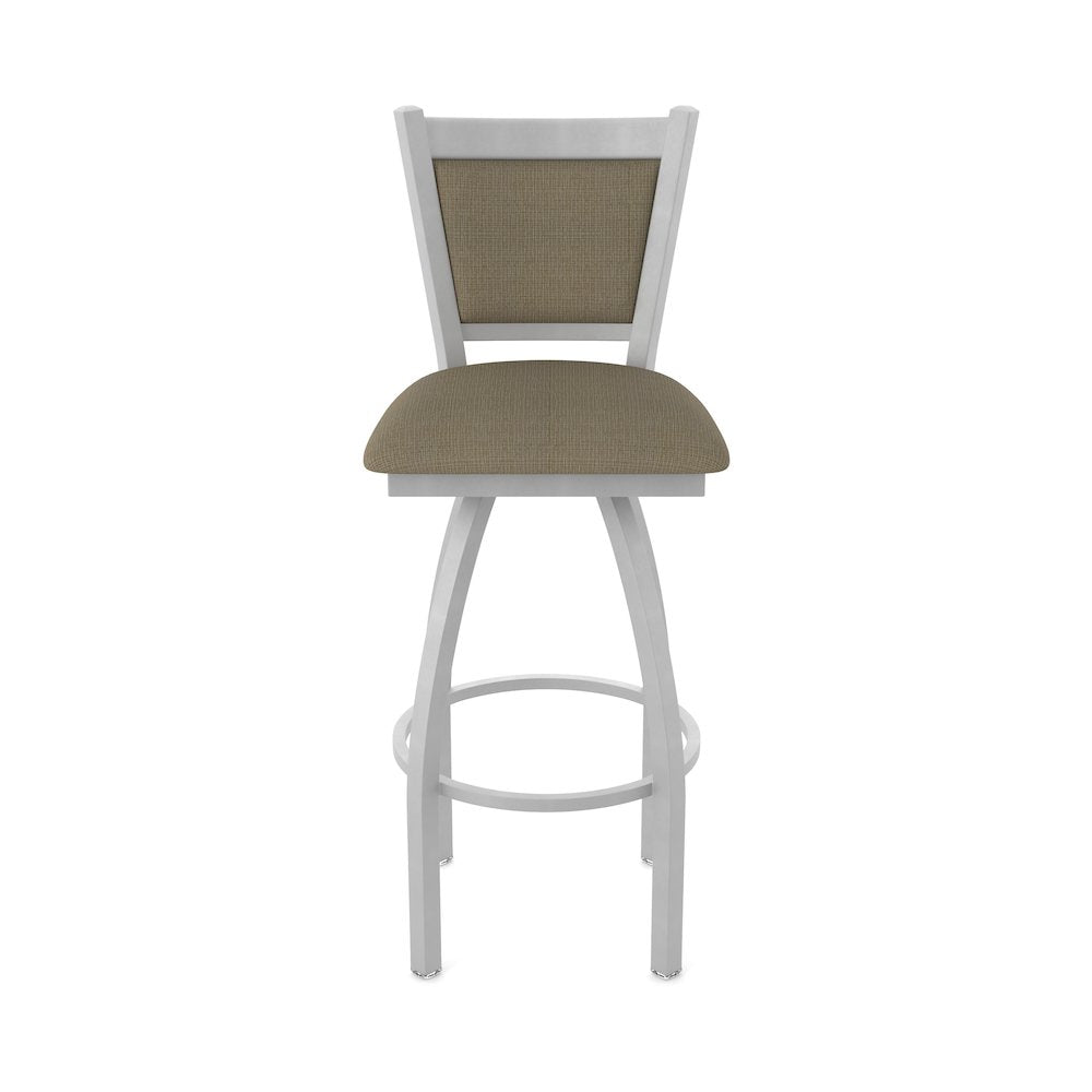 Swivel Bar Stool with Anodized Nickel Finish and Graph Cork Seat and Back