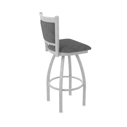 Swivel Bar Stool with Anodized Nickel Finish and Graph Coal Seat and Back