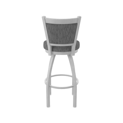 Swivel Bar Stool with Anodized Nickel Finish and Graph Coal Seat and Back
