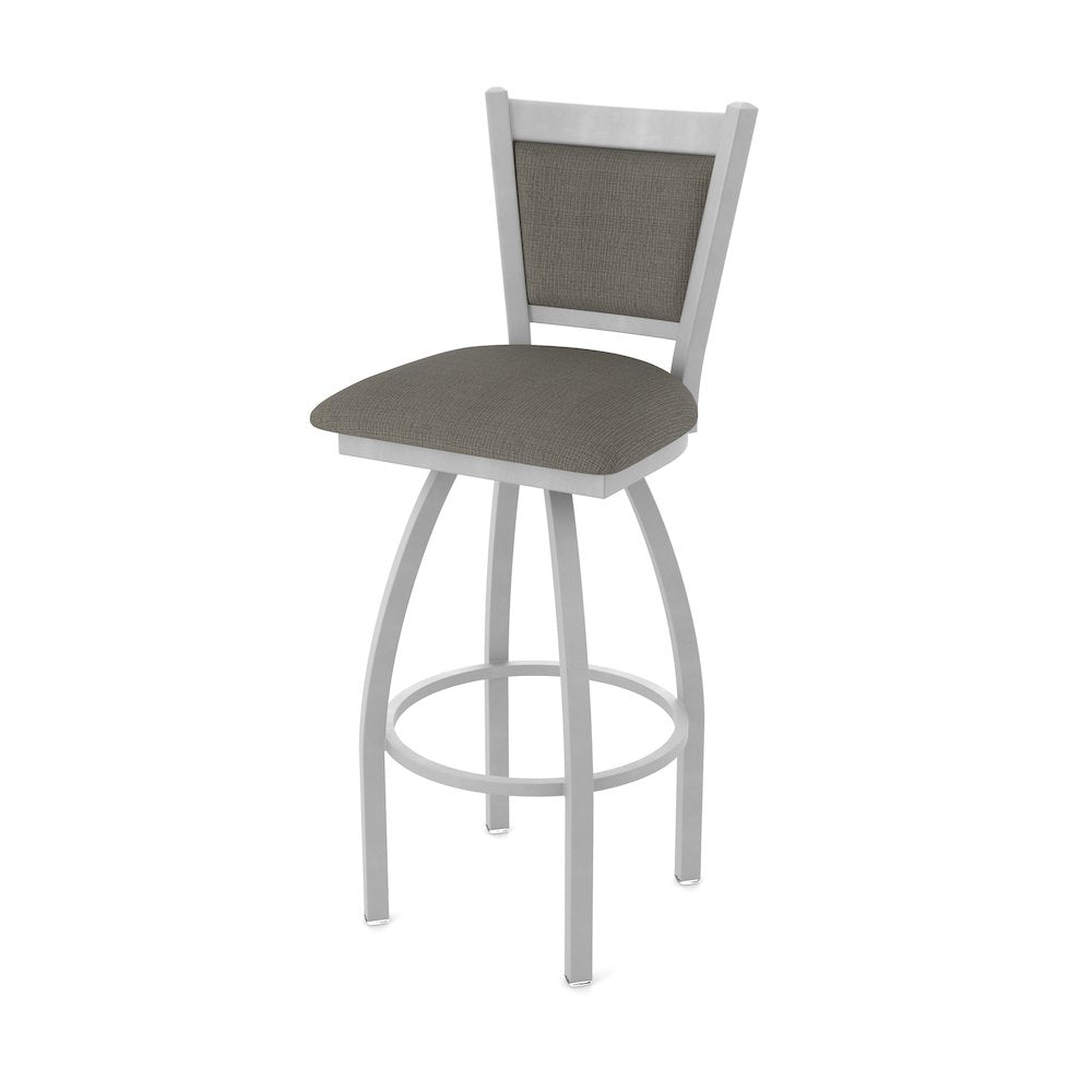 Swivel Bar Stool with Anodized Nickel Finish and Graph Chalice Seat and Back