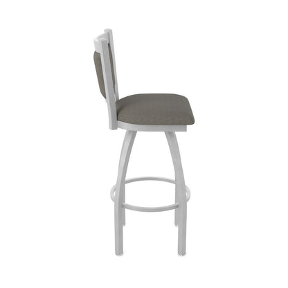 Swivel Bar Stool with Anodized Nickel Finish and Graph Chalice Seat and Back