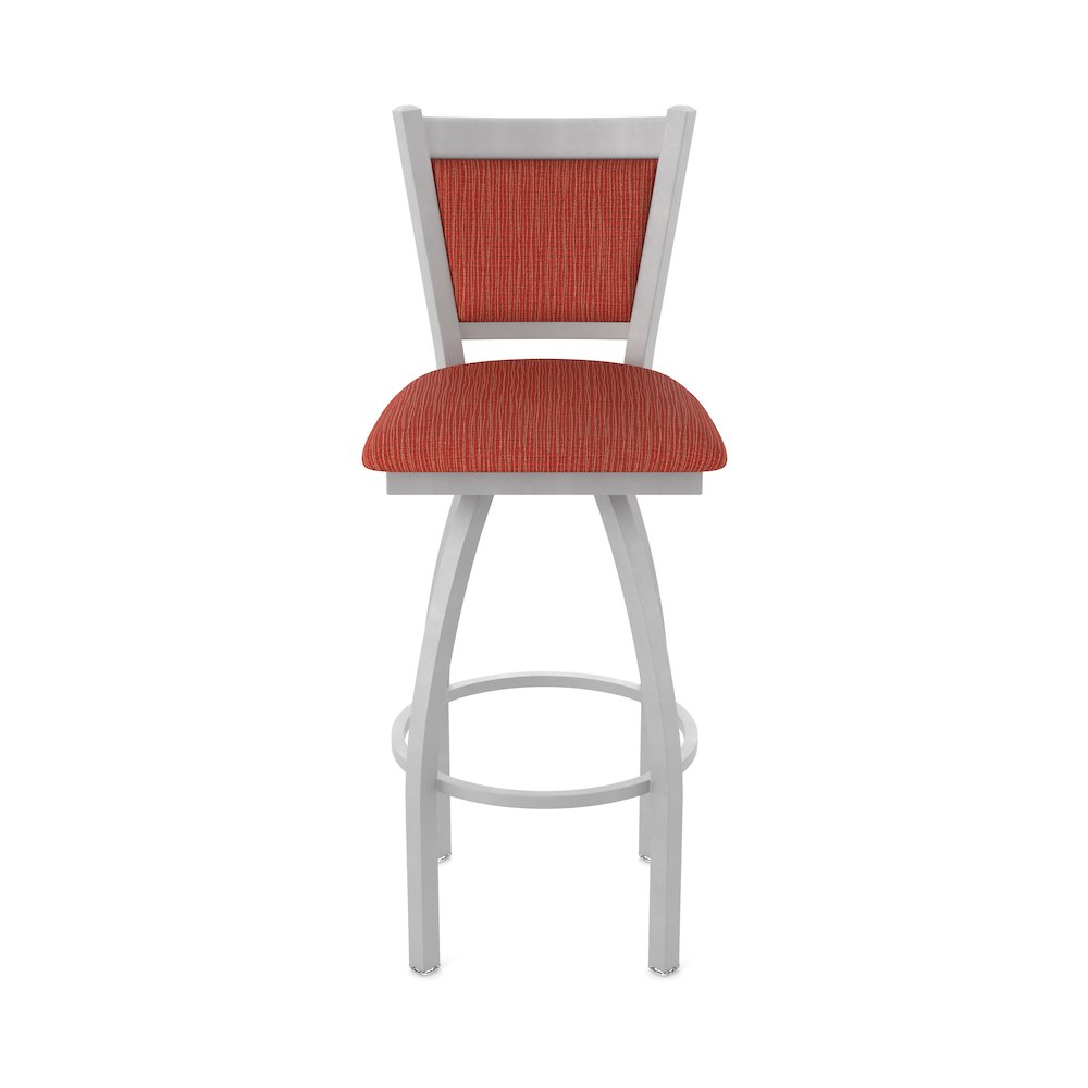 Swivel Bar Stool with Anodized Nickel Finish and Graph Poppy Seat and Back
