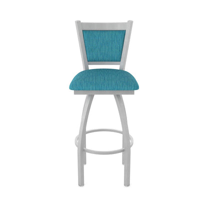 Swivel Bar Stool with Anodized Nickel Finish and Graph Tidal Seat and Back
