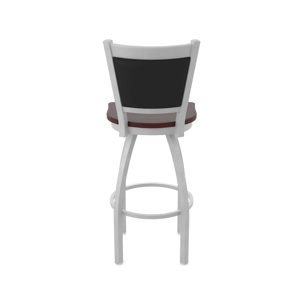 Swivel Bar Stool with Anodized Nickel Finish and Dark Cherry Maple Seat