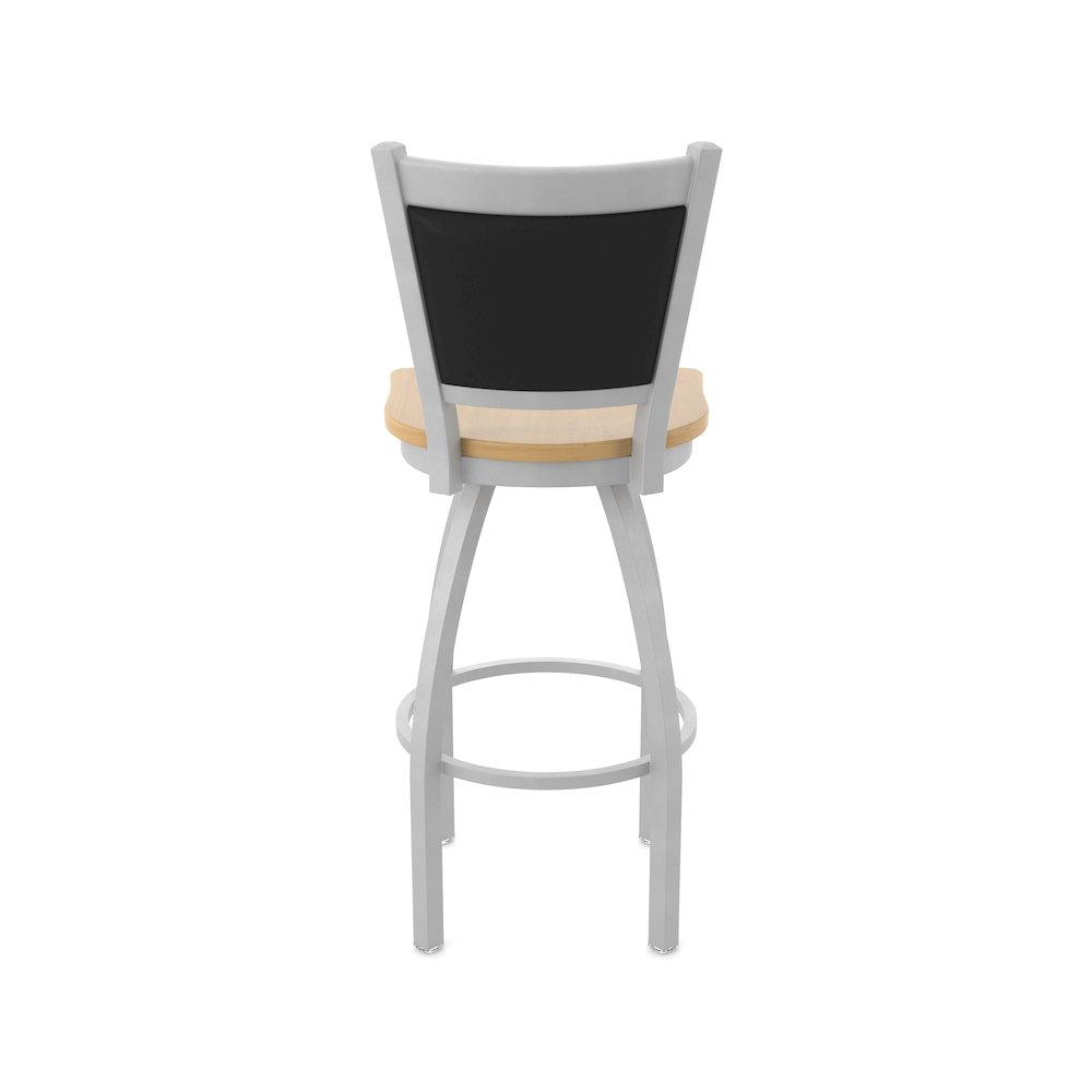 Swivel Bar Stool with Anodized Nickel Finish and Natural Maple Seat