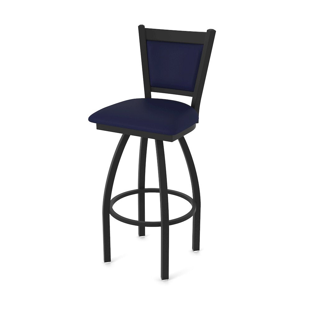 Swivel Bar Stool with Black Wrinkle Finish and Canter Twilight Seat and Back