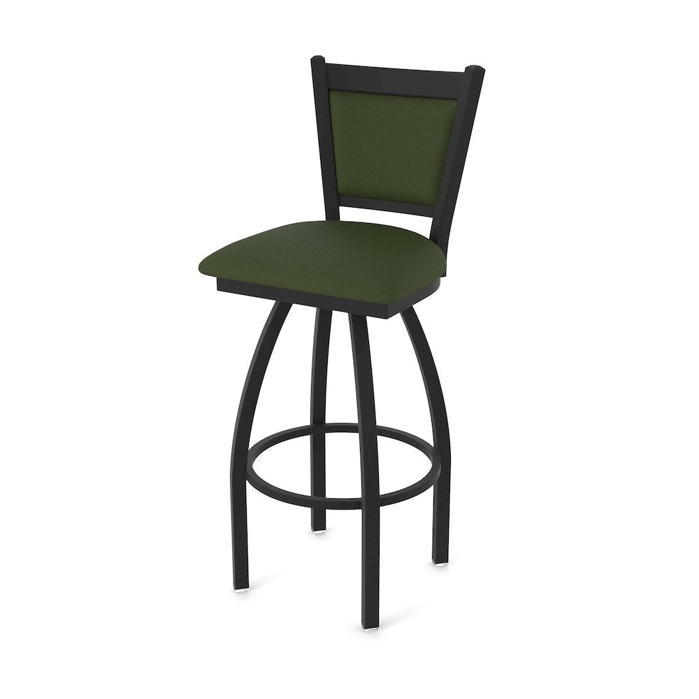 Swivel Bar Stool with Black Wrinkle Finish and Canter Pine Seat and Back