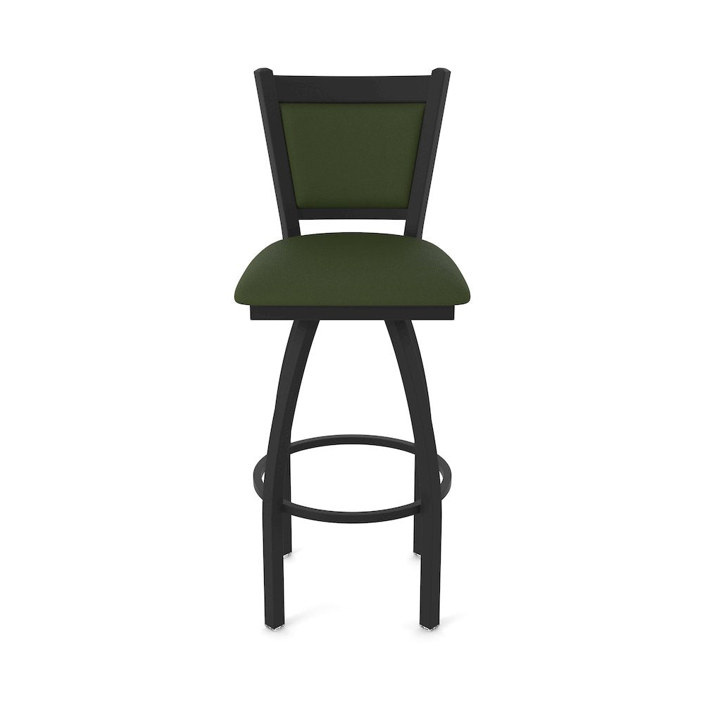 Swivel Bar Stool with Black Wrinkle Finish and Canter Pine Seat and Back