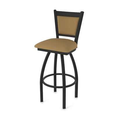 Swivel Bar Stool with Black Wrinkle Finish and Canter Saddle Seat and Back