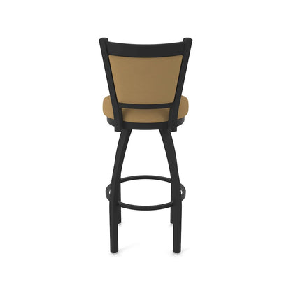 Swivel Bar Stool with Black Wrinkle Finish and Canter Saddle Seat and Back