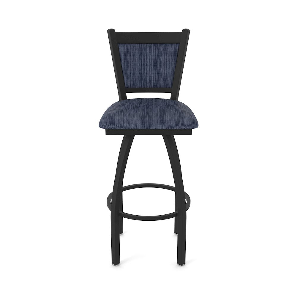 Swivel Bar Stool with Black Wrinkle Finish and Graph Anchor Seat and Back